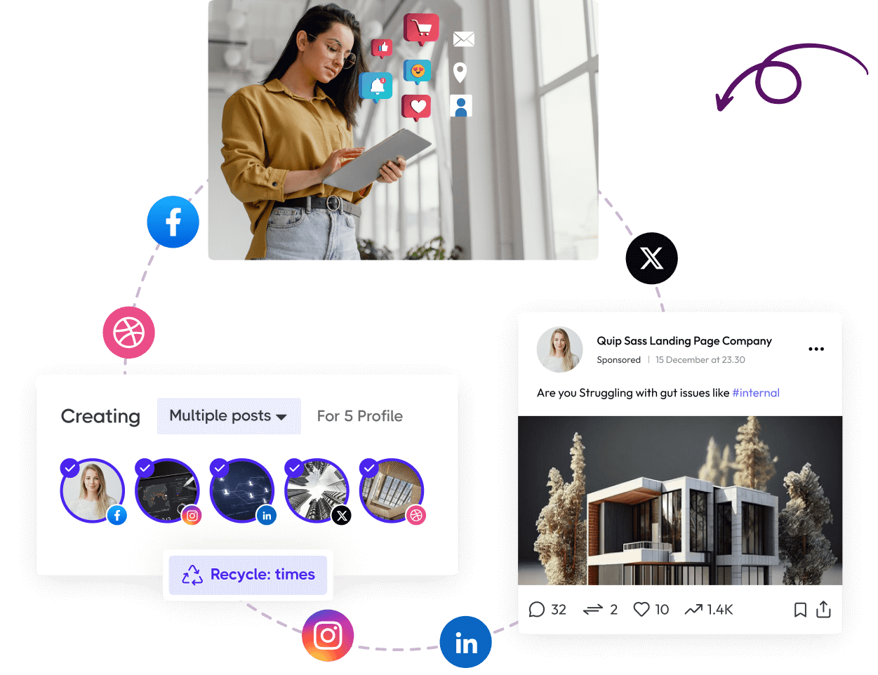 Team working on social media strategies